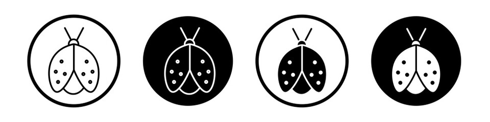Ladybug icon collection in black and white filled and outlined style for web. © Chris