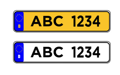 Germany car license plate template. Germany car registration number plate sign vector design
