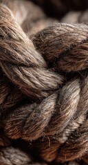 Close-up of intertwined, textured rope