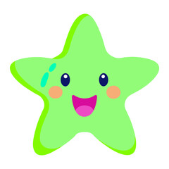 Cute smiling green star cartoon character perfect for kids learning and creative projects in space