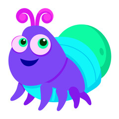Cute Cartoon Caterpillar Character with Happy Expression and Bright Colors on White Background