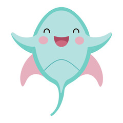 Adorable cartoon stingray with a happy expression vector illustration for childrens book or website