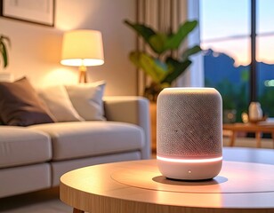 Smart Speaker Security Alert on Smartphone in Living Room
