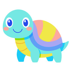 Adorable Colorful Turtle Illustration with Smiling Face and Playful Design Perfect for Childrens Books
