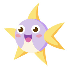Cartoon fish with big eyes and smile isolated on white adorable character graphic illustration