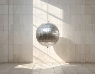 Disco ball in a light-filled room