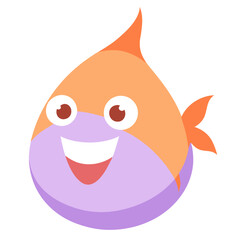 Happy cartoon fish character with big eyes and a cheerful smile perfect for childrens illustrations