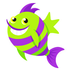 Whimsical Cartoon Fish with Bright Colors and Playful Smile Perfect for Childrens Illustrations and Animated Projects