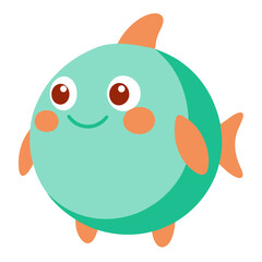 Cute Cartoon Fish Illustration with Cheerful Expression Ideal for Childrens Products and Educational Materials