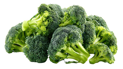 Fresh, vibrant broccoli isolated on a white background.