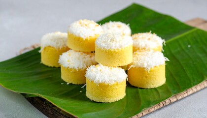 Sagu Keju Cheese Sago Cake. Traditional Indonesian Food