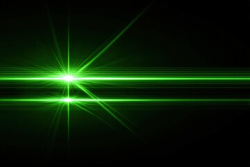 Abstract green light bursts on black background
