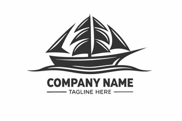 Minimalist sailboat logo silhouette cruising gracefully on ocean waves providing maritime symbol