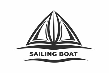 Minimalist sailing boat displays a bold silhouette, hinting maritime adventures upon crisp, stylized waves