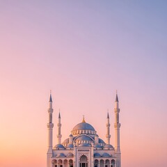 Obraz premium Majestic mosque at sunrise, serene and peaceful.