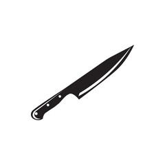 Chef knife illustration. Black chef knife silhouette, ideal for cooking, kitchen, and restaurant designs.