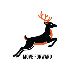 Vector art of deer jumping forward, vector illustration logo