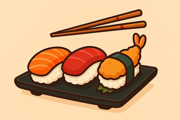 vector illustration of a sushi plate
