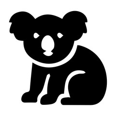 Koala Silhouette Icon – Minimal Black Animal Vector
