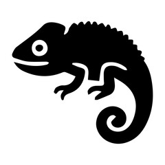 Chameleon Silhouette Icon – Minimal Black Reptile Vector