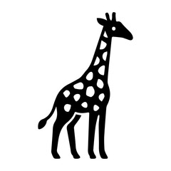 Giraffe Silhouette Icon – Minimal Black Animal Vector