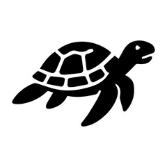Turtle Silhouette Icon – Minimal Black Animal Vector