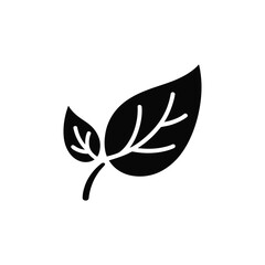 Obraz premium Simple black silhouette of two organic leaves with detailed veins for natural themes