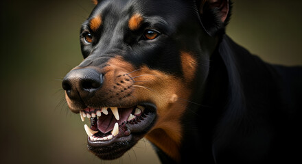 Aggressive Doberman Pinscher Snarling: Guard Dog Intensity