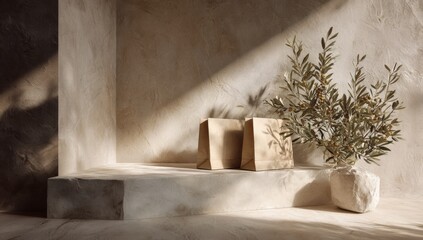 Beige aesthetic product display
