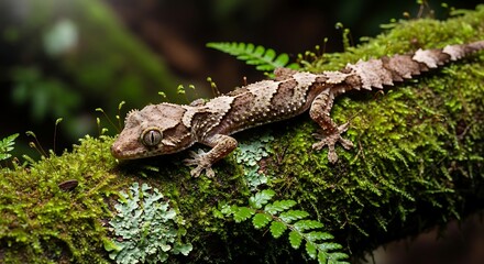 Obraz premium Moss Lizard on Branch.