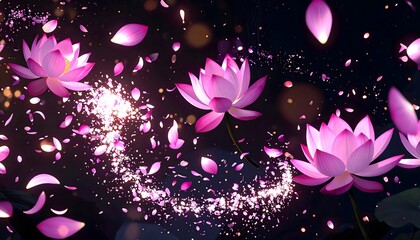 Lotus Flowers with Sparkling Light