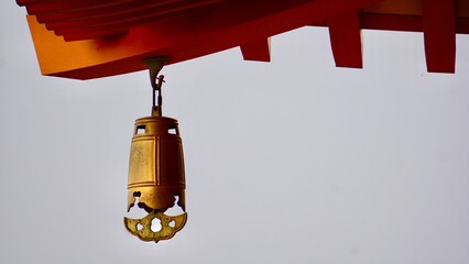 Closeup of a bronze traditional Japanese windchime fūrin 