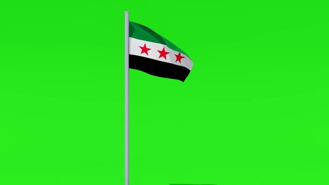 Syria Flag Animation on Green Screen Background