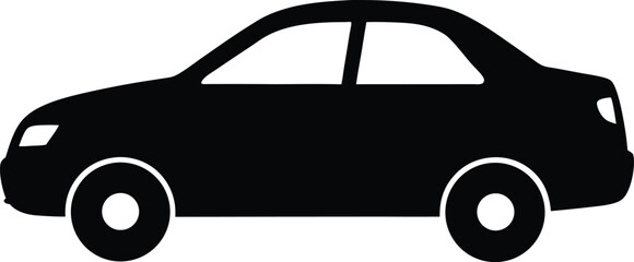sedan car Silhouette vector illustration on white background.
