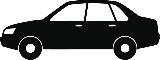 sedan car Silhouette vector illustration on white background.
