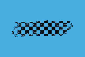 Distressed Checkered Pattern on Blue.