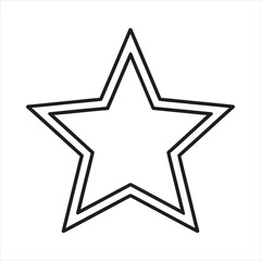 Black outline five pointed star shape with double line border symbol