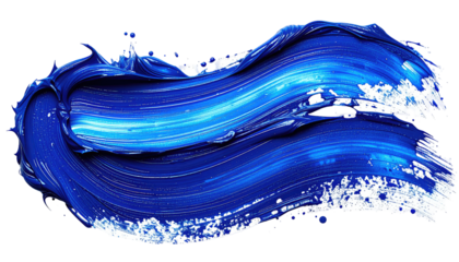 Abstract paint stroke in deep blue, highlighted with vibrant light blue and white