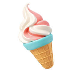 3D Soft Serve Ice Cream Cone Icon
