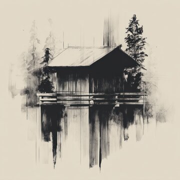 Rustic cabin illustration
