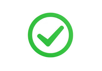 Green check mark in circle isolated on transparent background