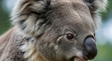 Obraz premium Close-up of a koala bear head with focus on the face and fur