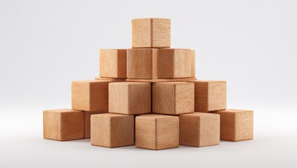 Obraz premium Wooden blocks pyramid on white