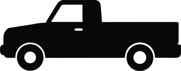 Pickup Truck Silhouette vector illustration on white background.
