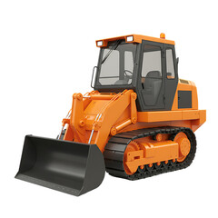 Fototapeta premium Orange tracked loader, heavy machinery, construction equipment, Isolated on a Transparent Background, PNG, Cutout