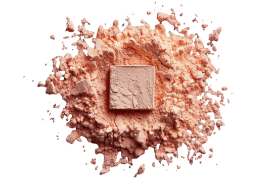 Peach powder explosion; block in center