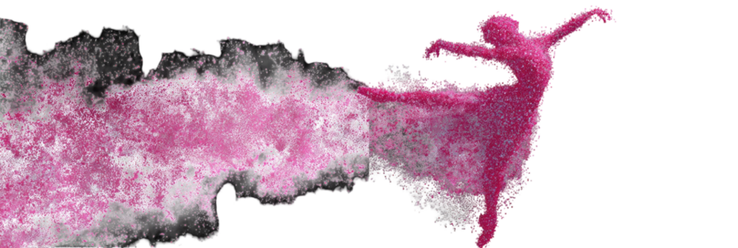 Abstract swirl of pink and gray, like smoke or paint