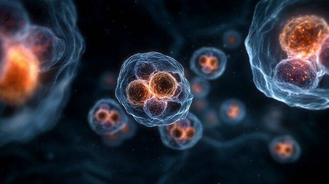 3D illustration of organoid cell structure.