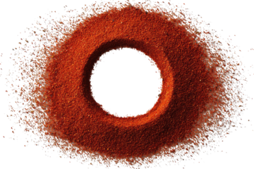 Red powder ringed by a dark hole