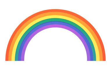 Rainbow arch with vibrant colors isolated on transparent background, a symbol of hope and diversity in a simple illustration